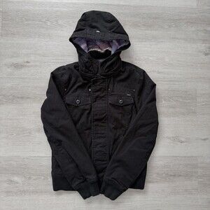 Aritzia TNA Jacket Hooded Utility Platoon Military Coat Black Women's Size M EUC